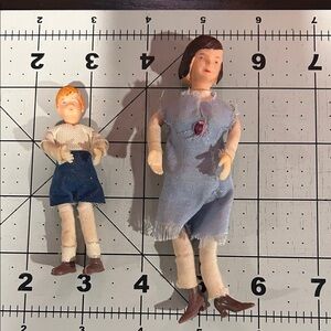 Vintage Style Doll Set with Blue and Beige Outfits